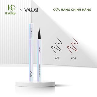  Bút Kẻ Mắt Nước 24H VACOSI Không Lem Waterproof Eyeliner - Phiên Bản Ngọc Trai Đầu Bút Lông 2 Màu Mực Đen   Nâu 