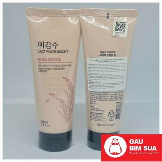 Sữa rửa mặt gạo dưỡng trắng sáng The FaceShop Rice water Bright Facil Foaming Cleaner