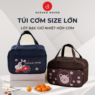  Túi đựng hộp cơm văn phòng size lớn SUZUKO HOUSE túi giữ nhiệt đựng cơm lót bạc vải chống thấm nước dễ thương TXCT01 