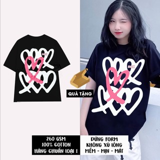 Áo phông đẹp không xù lông áo thun local brand trái tim cute áo thun tay lỡ HB019