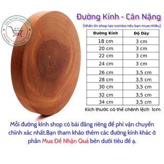 Thớt gỗ tự nhiên tròn kích thước từ mini đến to có móc treo