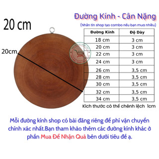 Thớt gỗ tự nhiên tròn mini không dăm có móc treo đường kính 18-20 cm món đồ dùng nhà bếp cần thiết cho mọi gia đình