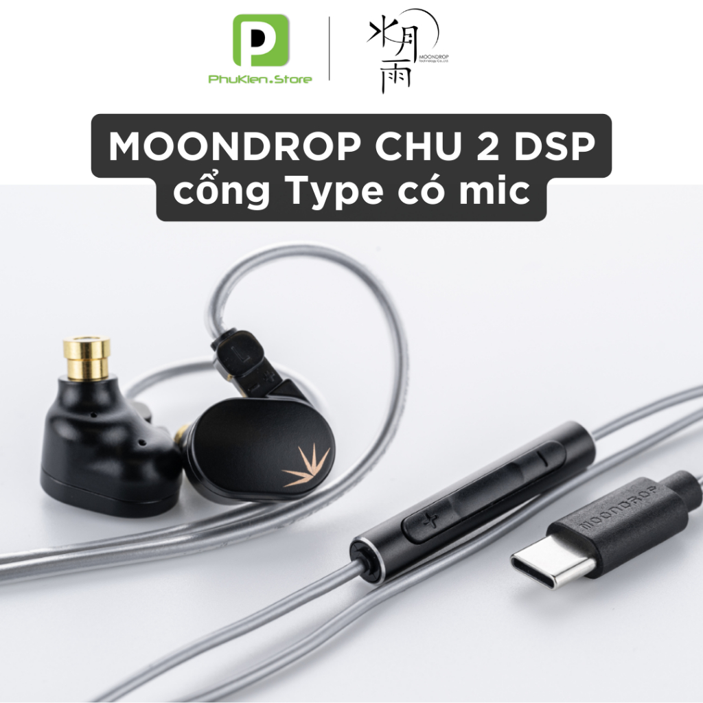 Tai nghe dây chính hãng Moondrop Chu 2 DSP Type-C | có mic | Thiết kế độc đáo | VDSF Target Response-Chu 2 KHÔNG MIC 3.5