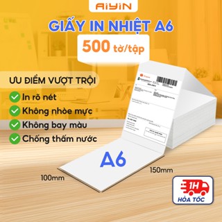 Giấy in nhiệt tự dính  A6 100x150mm - Dạng tập 1000 tờ có sẵn lớp dính - In đơn Shopee TMĐT, giấy in tem, mã vạch D11