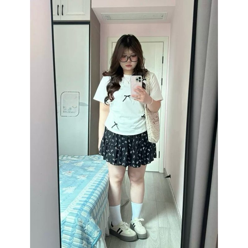 [CHAN BIGSIZE] Áo thun babytee đính nơ nhún eo bigsize A19