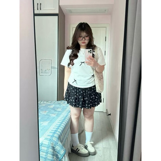 Áo thun babytee đính nơ nhún eo bigsize