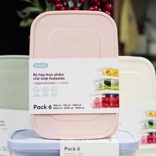  Bộ 6 Hộp Nhựa Inochi Đựng Thực Phẩm Cao Cấp An Toàn Chịu Nhiệt - Kín Khí Giữ Thực Phẩm Tươi Ngon 