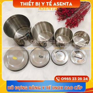 Hộp inox tròn đựng bông gòn y tế, hũ đựng bông y tế