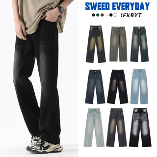 Quần Jean Nam Ống Rộng Dáng Suông Chất Vải Dày Dặn Màu Đen Trầm SMOKE V.1