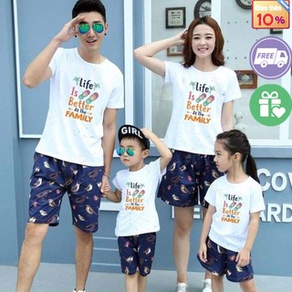 Áo phông gia đình 4 người đồ đôi mẹ và bé set áo thun gia đình đồng phục đi chơi du lịch biển - gd672