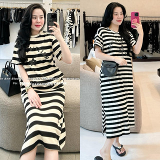 Váy cottong kẻ in hình chữ sao mềm mát cottong dáng dài loại 1