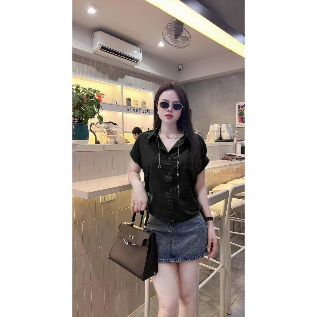 A57 Áo Sơ Mi Dây Rút Eo Tay Hến