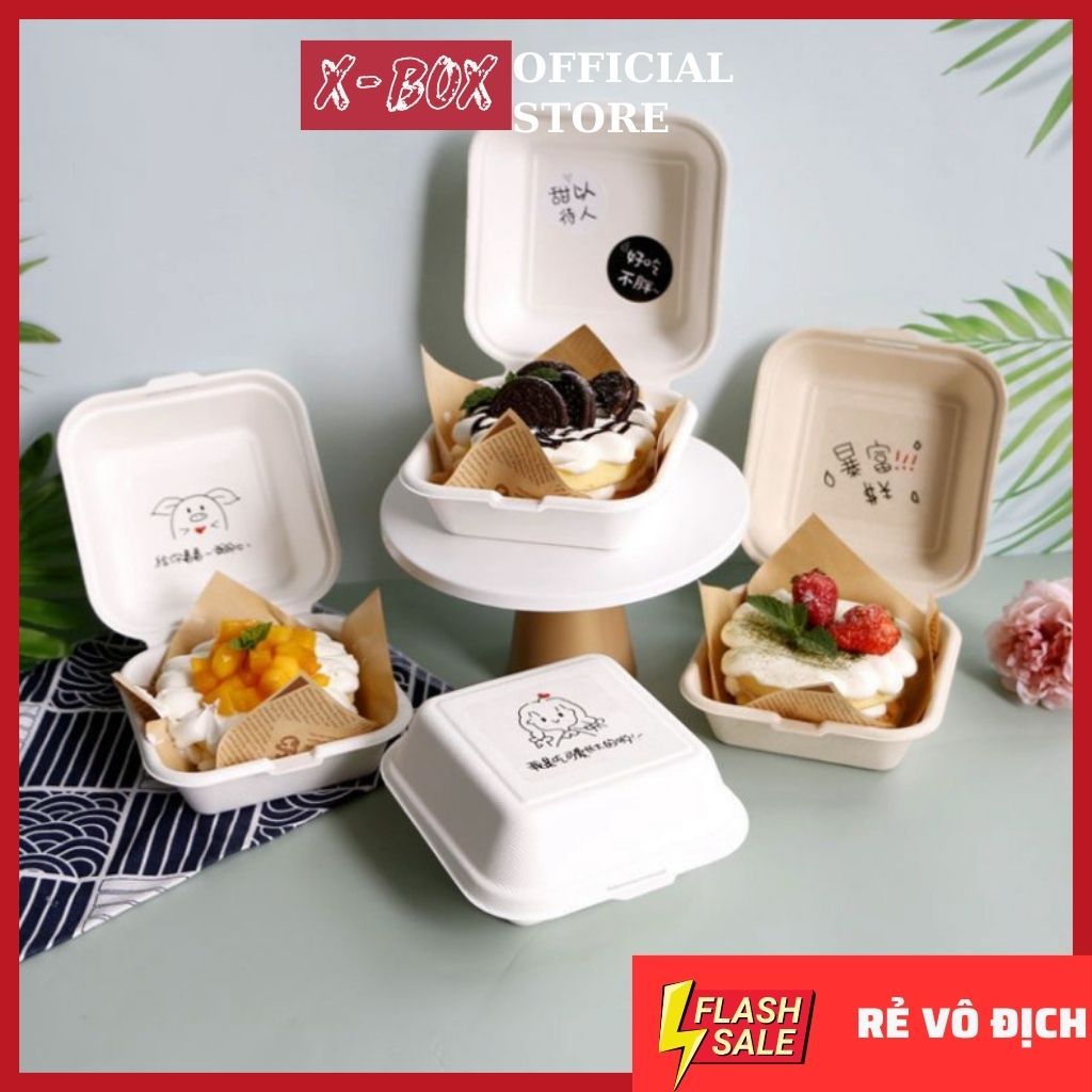 Hộp Bã Mía Đựng Bánh Kem Bento - Hộp Đựng Bánh,Đựng Đồ Ăn,...
