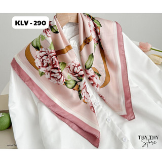 Khăn lụa vuông xanh hình xếp cao cấp sang trọng TT5 70x70cm ThyThy STORE
