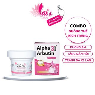 Combo kem dưỡng thể alpha arbutin 3 plus 100g + viên kích trắng thái lan dưỡng trắng gấp 3 lần