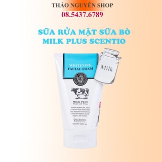 Sữa rửa mặt con bò dưỡn trắng Beauty Buffet Scentio Milk Plus Whitening Q10 Facial Foam 100ml
