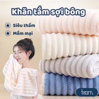 Khăn Tắm TOAM Siêu Thấm Hút Nước, Khăn Mặt Sợi Cuộn To Mềm Mại, Chất Liệu Cao Cấp Không Rụng Lông