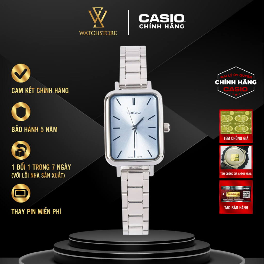 Đồng Hồ Nữ LTP-V009D-2EUDF Màu Bạc Kim Trắng Mặt Kính Khoáng 20.7mm Kháng Nước Dây Kim Loại Chính Hã