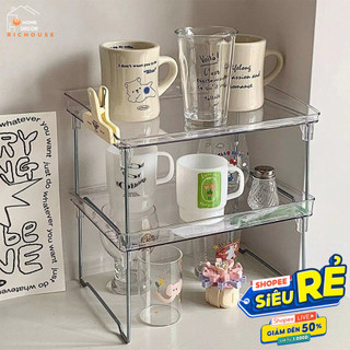 Kệ sách trong suốt chất liệu nhựa acrylic cao cấp có thể gấp gọn, Kệ để bàn trong suốt decor phòng
