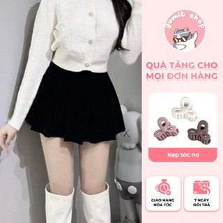 Chân váy nhung xếp ly chân váy ngắn dáng xòe phong cách trẻ trung năng động hàng QC cao cấp