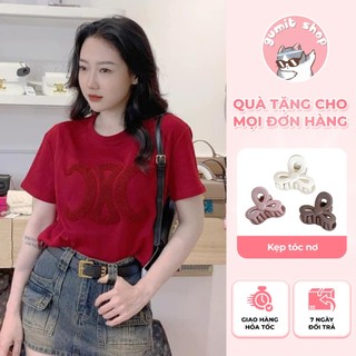 Áo thun nữ ceelin chất cotton thêu xù 3 màu cực đẹp, diện đón xuân siêu xinh