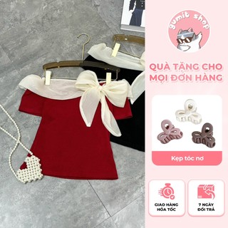 Áo trễ vai phối nơ voan bao xinh bao hot, dễ phối đồ