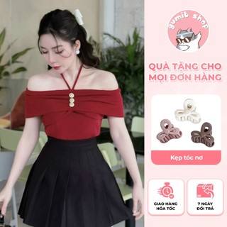Ao trễ vai nhúng 2 dây chữ V dễ mặc, thanh lịch, điệu đà, tôn xương quai xanh