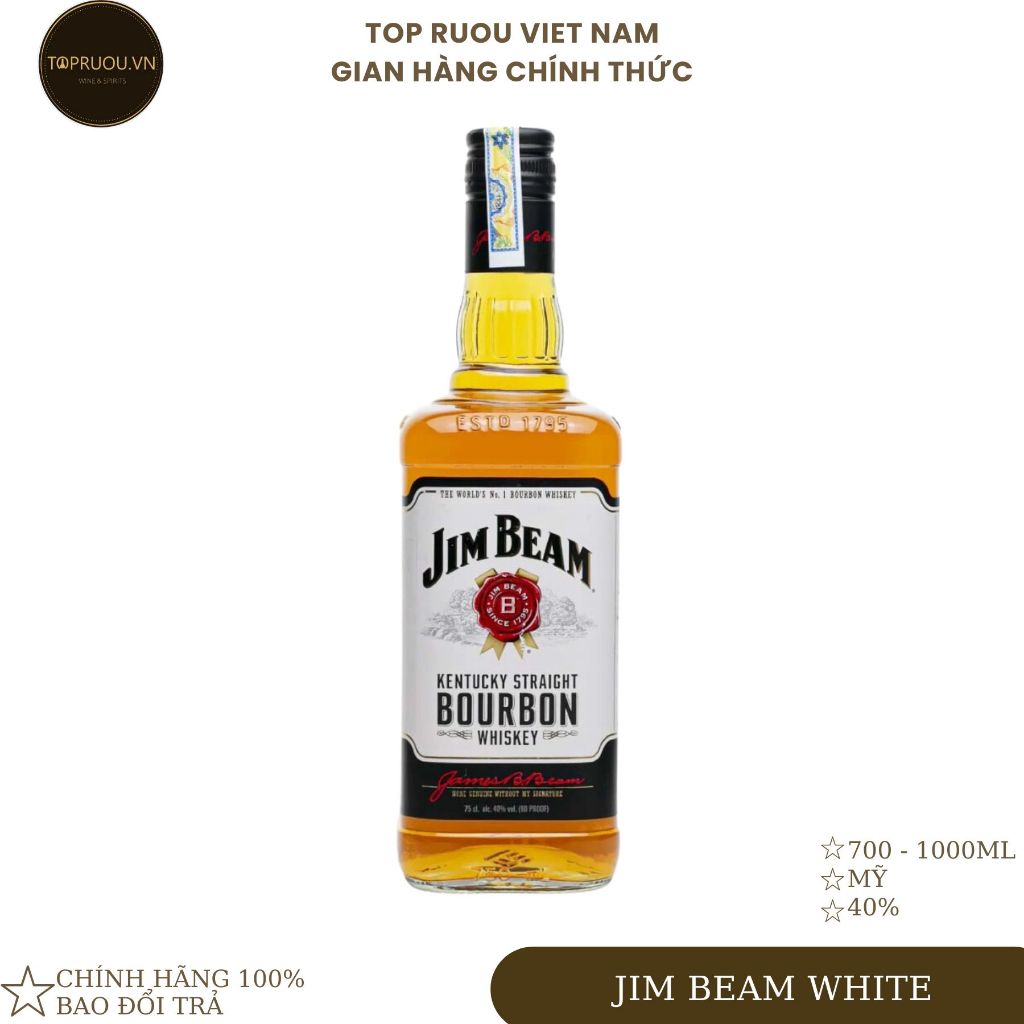 [Chính Hãng] Jim Beam White 700ml - 1000ml [Hàng Thật]