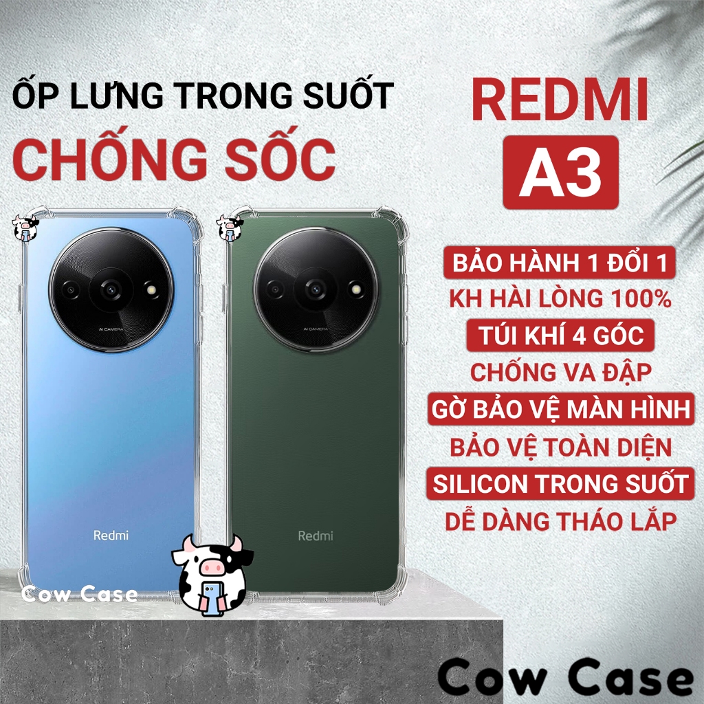 Ốp lưng Redmi A3 chống sốc silicon dẻo Cowcase | Vỏ điện thoại Xiaomi bảo vệ camera toàn diện TRON