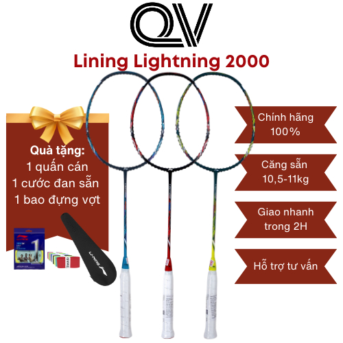 Vợt cầu lông Lining Lightning 2000 chính hãng Quốc Việt Badminton công thủ toàn diện, vợt cân bằng, linh hoạt