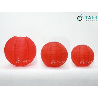 [Loại đẹp - Khung sắt] Lồng đèn vải đỏ tròn trơn nhiều cỡ LDEN-VAI-02