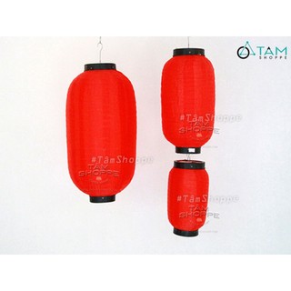 [Loại đẹp - Khung sắt] Lồng đèn dài vải đỏ trơn kiểu Nhật nhiều cỡ LDEN-VAI-04