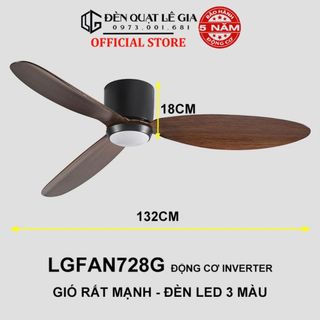 Quạt Trần Cổ Ngắn 18cm LGFAN728 | Quạt trần ốp sát trần | Quạt trần cho chung cư trần thấp 2024