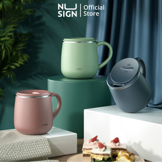 Cốc giữ nhiệt, Ly đựng cà phê văn phòng Deli 380ml thiết kế nắp trượt tiện lợi có tay cầm chất liệu inox 304 an toàn
