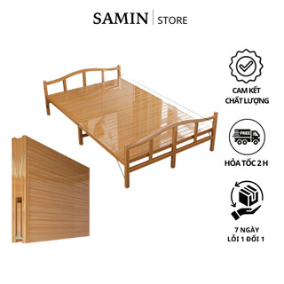 Giường tre gấp gọn, giường gấp gỗ thông minh gấp gọn chống mối mọt tiết kiệm không gian 120cm, 150cm