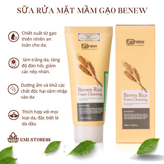 Sữa Rửa Mặt Trắng Da Tinh Chất Gạo Benew 100ml - dưỡng trắng da,sạch nhờn,tăng độ đàn hồi, mềm mịn