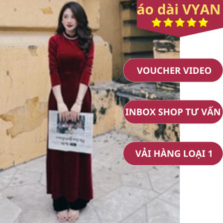 Áo dài truyền thống chất liệu nhung co giãn mặc ăn hỏi du xuân kỷ yếu hàng loại 1 vyan 2023