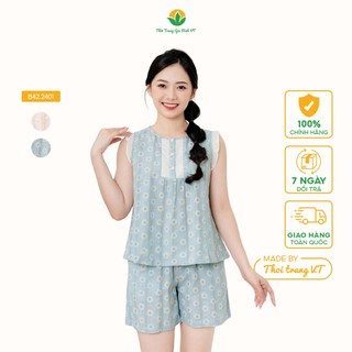  Bộ đồ cotton nữ quần đùi áo sát nách - Thời trang gia đình VT B42.2401