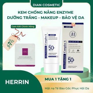    CHÍNH HÃNG HERRIN    Kem chống nắng Enzyme siêu lì không trôi lên tone tặng 01 mặt nạ phục hồi tế bào gốc 