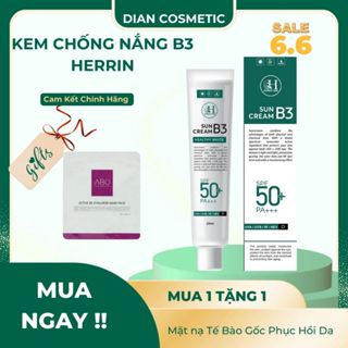 ✔️ CHÍNH HÃNG HERRIN -Kem chống nắng B3 cấp ẩm dưỡng trắng makeup bảo vệ da SPF 50 mẫu mới nhất