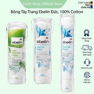 Bông Tẩy Trang Ebelin - Isana HÀNG ĐỨC, 100% Cotton, Mềm Mại, Dai, không Bở Rời, An Toàn 140 miếng