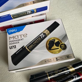 NGUYÊN HỘP 10 CÂY Bút lông dầu 2 đầu Deli U72, Bút lông dầu lớn DeLi Mate U72 KHÔNG XÓA ĐƯỢC