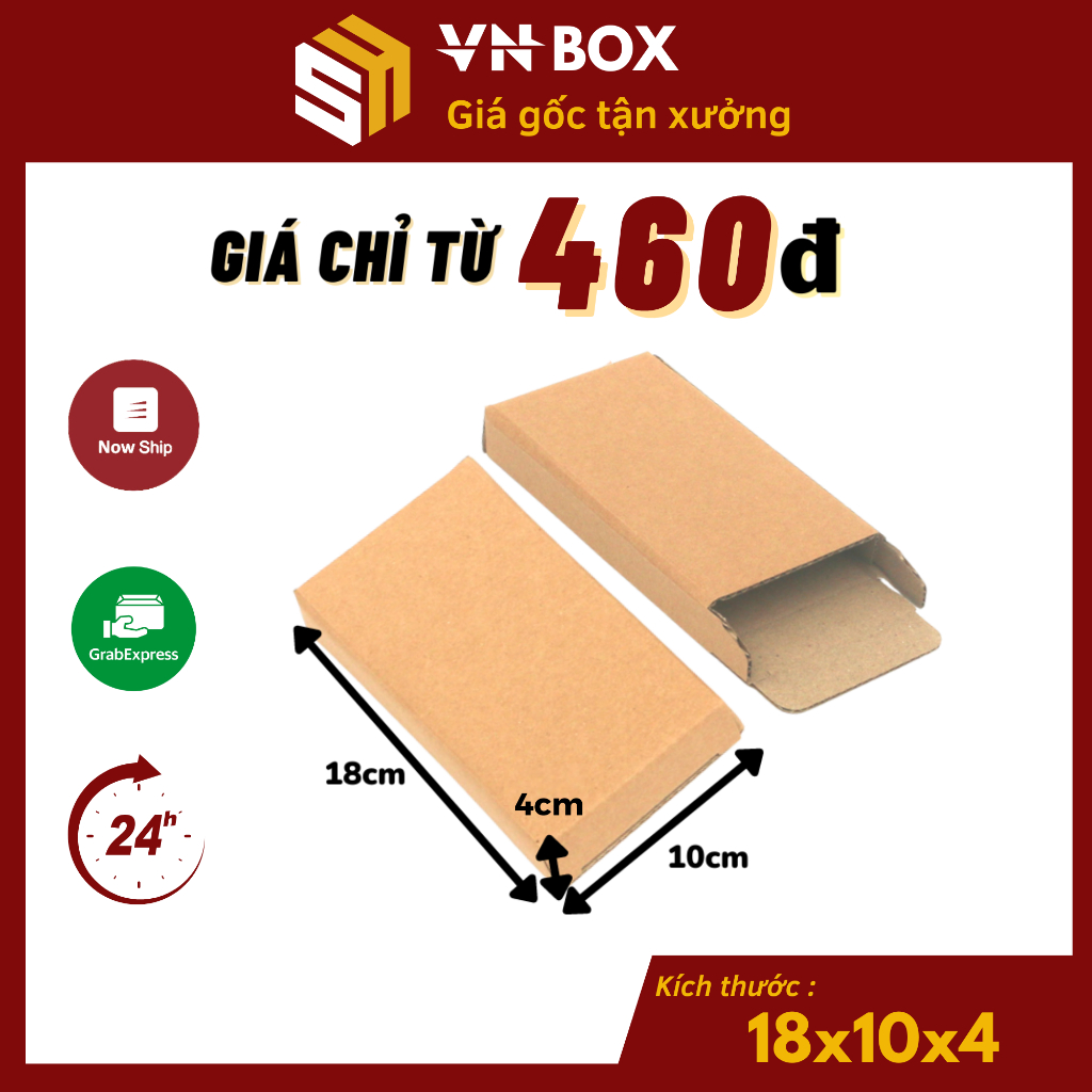 Combo 20 18x10x4 Hộp carton nắp cài 2 đầu, hộp carton đóng hàng đựng phụ kiện ốp điện thoại giá xưởn