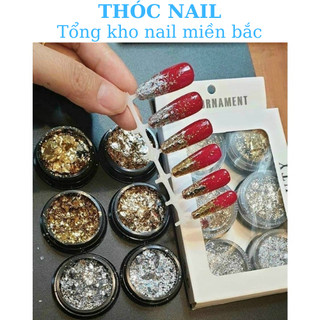 Set giấy bạc trang trí móng tay – giấy bạc nail 12 hũ gồm các màu thông dụng nhất dễ phối
