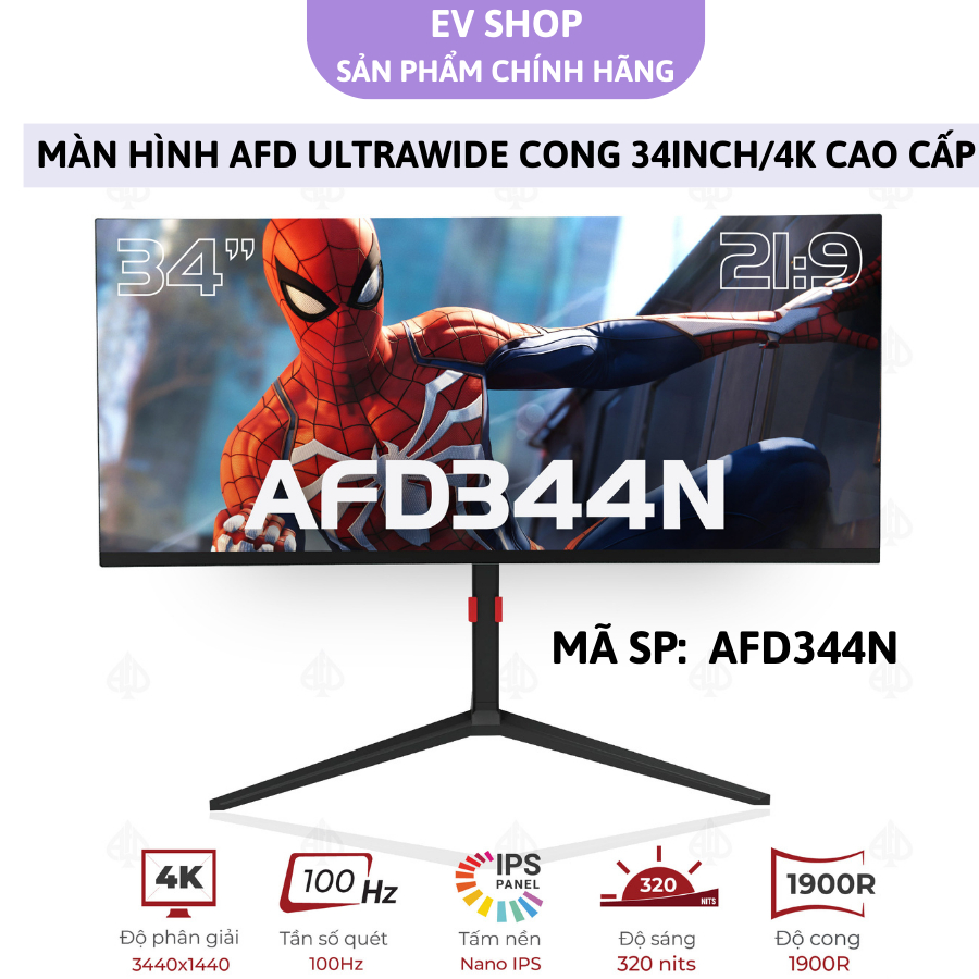 Màn Hình AFD Mã AFD344N Ultrawide Cong Siêu Phẩm 34inch/4K (WQHD)/Nano IPS/96%dciP3/80Hz/1900R