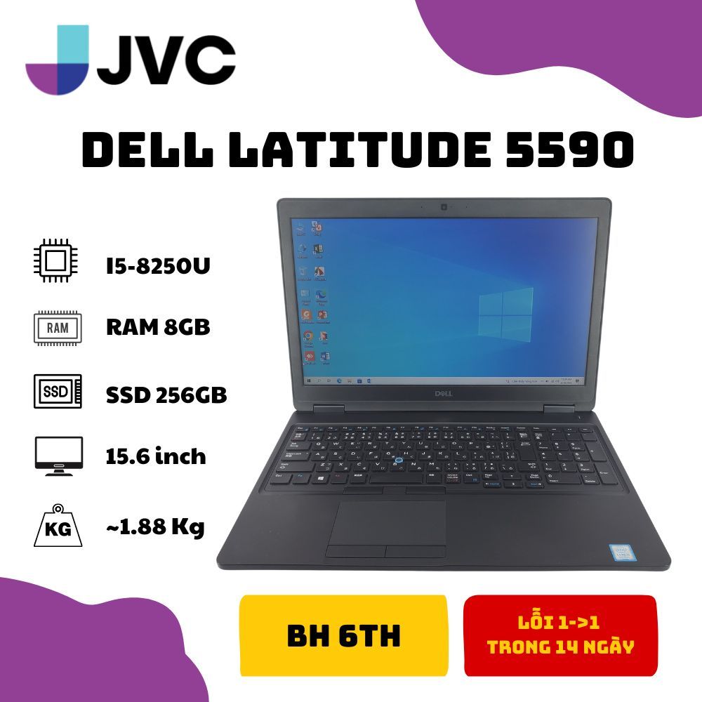 Laptop xách tay giá rẻ DELL 5590 I5 8250U RAM 8GB SSD 256GB