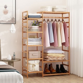Tủ Treo Quần Áo 2 Khoang Gỗ Đa Năng,Kệ Giá Treo Quần Áo 2 Ngăn 2 Tầng -DECOR HT