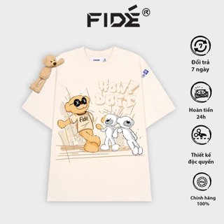 Áo thun FIDE TEDDY phông unisex form rộng local brand nam nữ cổ tròn oversize Đínhgấu AT67(TẶNG GẤU)