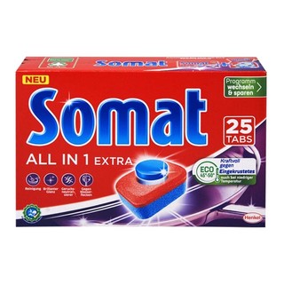 Hộp 25 Viên rửa bát và làm bóng cao cấp Somat All in 1 - 10 Actions Ngày sản xuất 26.01.2024