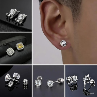 Bông tai nam nữ nụ đính đá chuôi bạc 925 kin accessories khuyên tai titan xỏ lỗ đơn giản phong cách hàn quốc